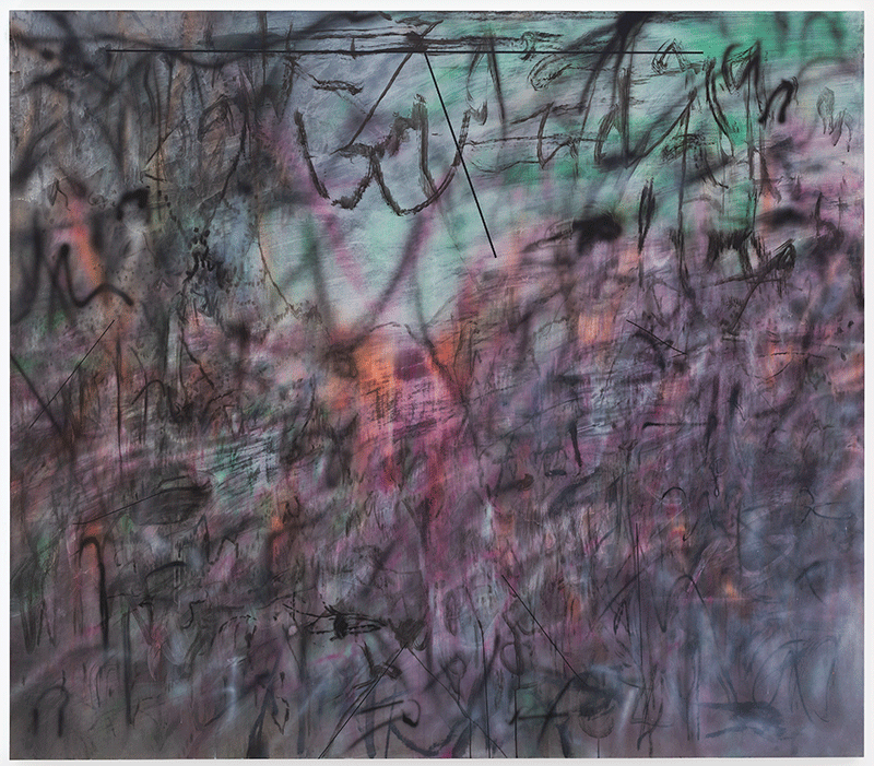 Julie Mehretu, Conjured Parts (eye). Ferguson, 2016. Ink and acrylic on canvas, 84 x 96 in. (213.4 x 243.8 cm). The Broad Art Foundation, Los Angeles 