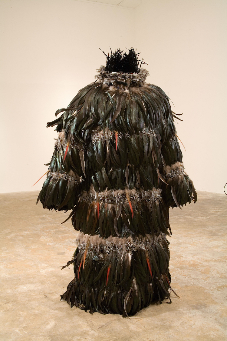 Sanford Biggers, "Ghettobird Tunic," 2006, bubble jacket and various bird feathers, 32 1/2 x 36 x 17 in. Courtesy of the artist and David Castillo Gallery, Miami.