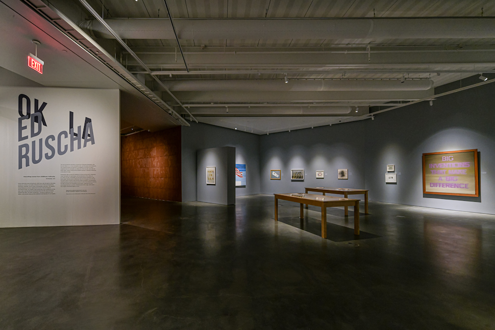 Installation view of Ed Ruscha: OKLA. © Ed Ruscha. Photo by Trayson Conner.