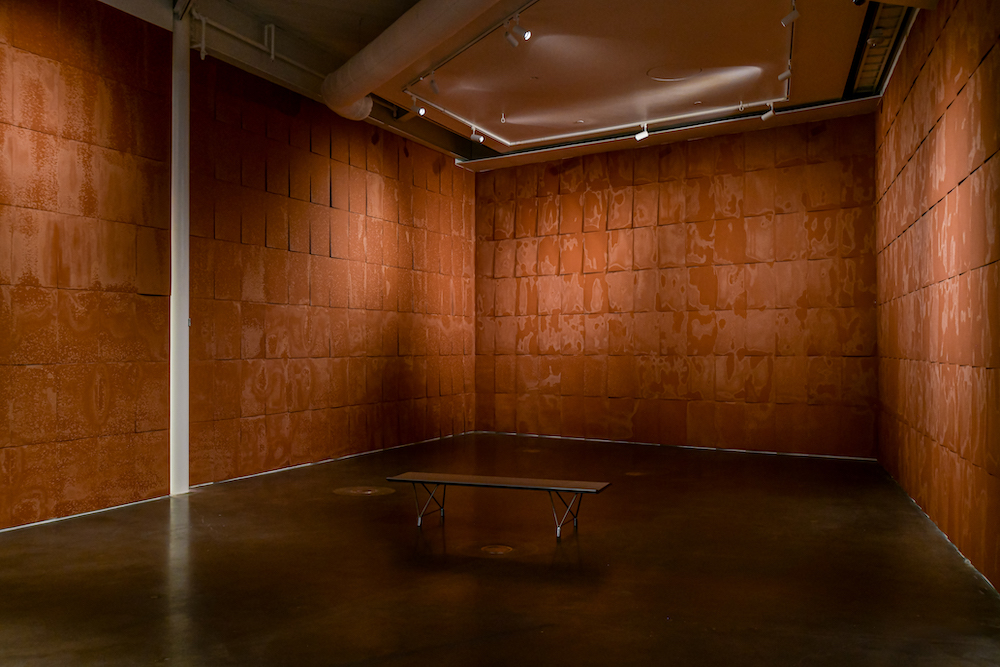 Chocolate Room, 1970. Chocolate on paper. Dimensions variable. The Museum of Contemporary Art, Los Angeles, Purchase with funds provided by the Acquisition and Collection Committee. © Ed Ruscha. Photo: Trayson Conner.