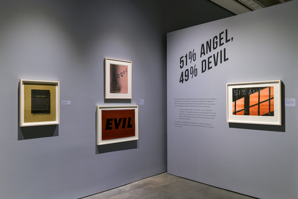 Installation view of Ed Ruscha: OKLA. © Ed Ruscha. Photo by Trayson Conner.