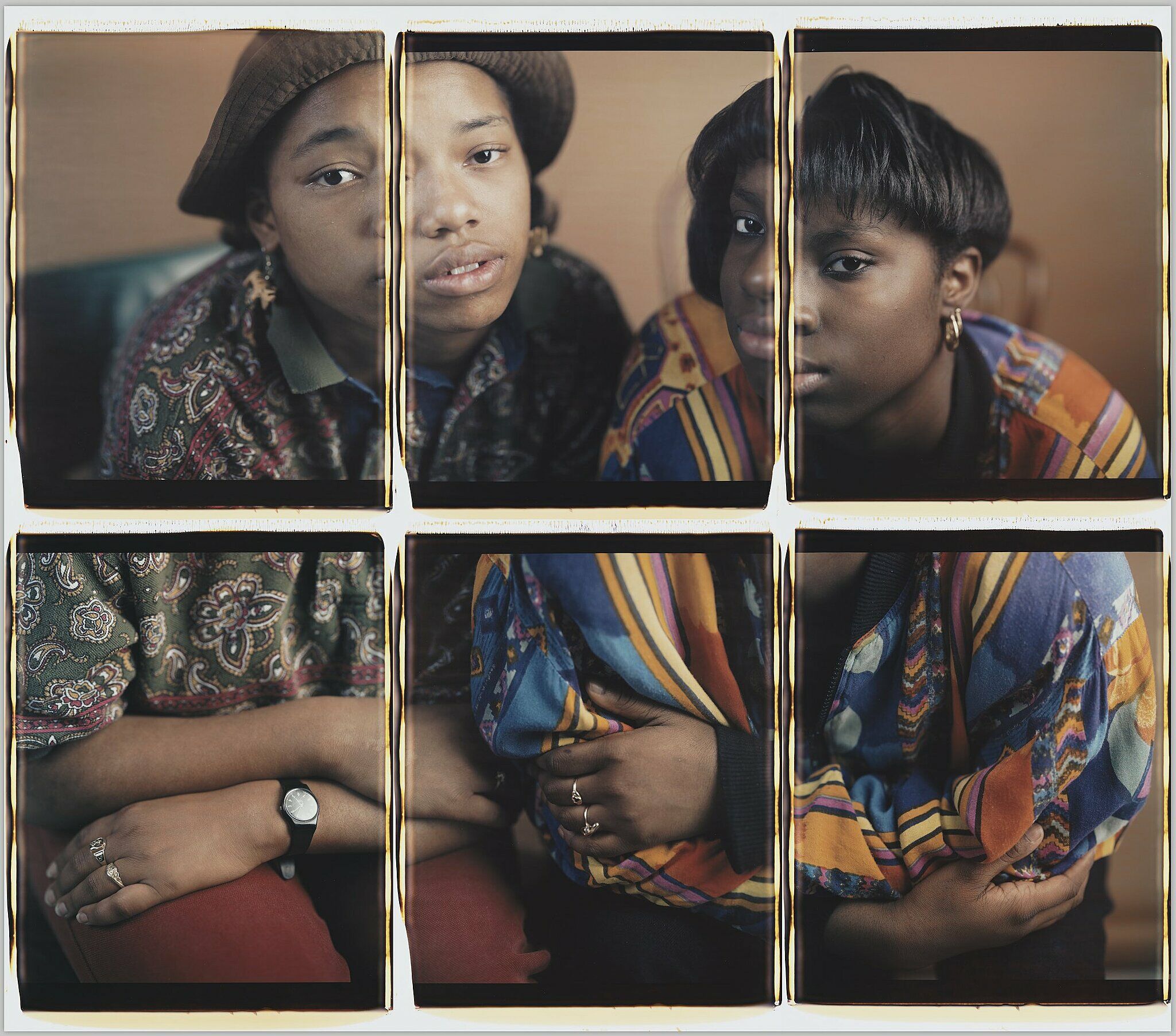 Martina & Rhonda, 1993. Six dye diffusion transfer prints (Polaroid), 48 × 60 in. (121.9 × 152.4 cm). Whitney Museum of American Art, New York; gift of Eric Ceputis and David W. Williams © Dawoud Bey