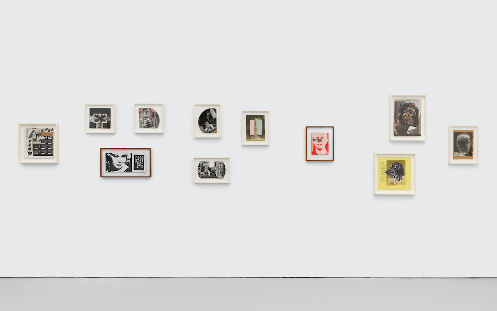 Installation view, Ray Johnson: WHAT A DUMP, David Zwirner, New York, April 8 – May 22, 2021. Courtesy David Zwirner.