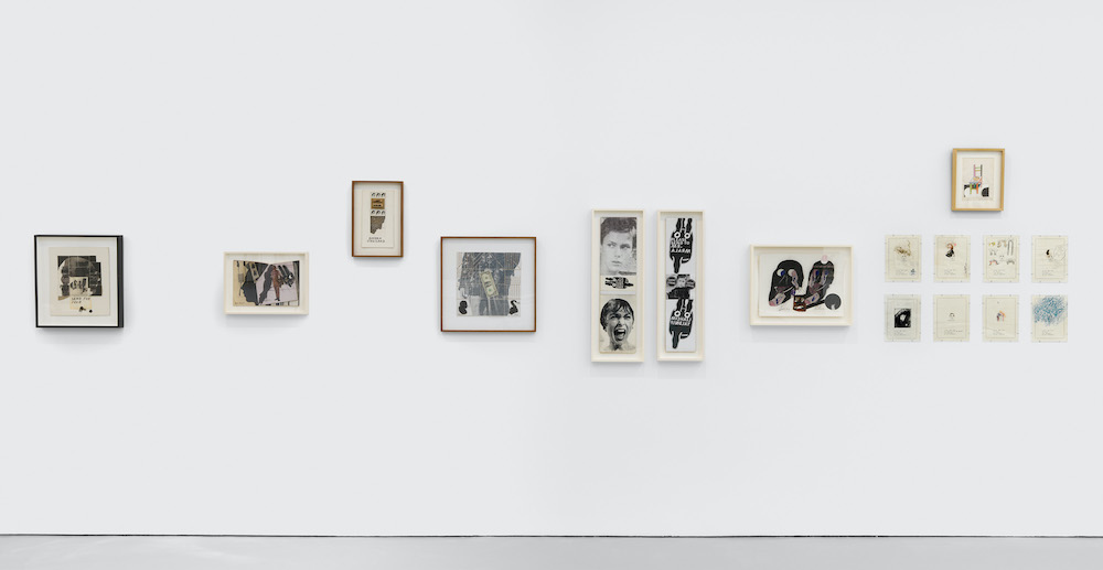 Installation view, Ray Johnson: WHAT A DUMP, David Zwirner, New York, April 8 – May 22, 2021. Courtesy David Zwirner.