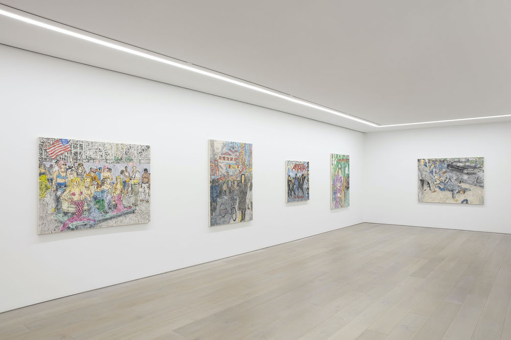 Installation View of MADSAKI: Hello Darkness, My Old Friend (I’ve come to talk with you again) at Perrotin New York, 2021. Photographer: Guillaume Ziccarelli Courtesy MADSAKI/Kaikai Kiki Co., Ltd. Courtesy Perrotin.