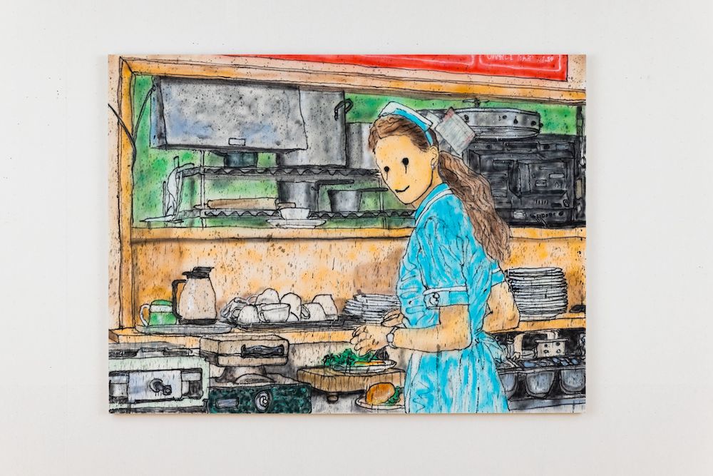 Untitled, 2020 Acrylic paint, aerosol on canvas 135 x 180 cm. Courtesy MADSAKI/Kaikai Kiki Co., Ltd. Courtesy Perrotin