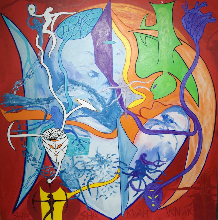 Guardian Council IV, 2021 Acrylic on canvas 90 × 90 × 1 1/2 in