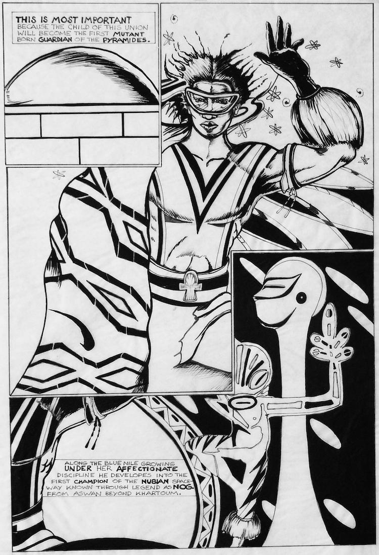 Turtel Onli, Nog comic book page, 1980. Ink on paper; 18 × 24 in © 1981 Turtel Onli