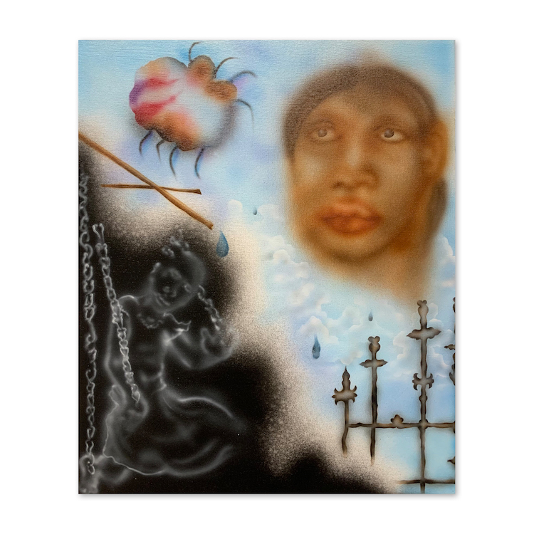 Spacebrat, Puppet Master, 2021  Airbrush on Canvas ,1 of 1