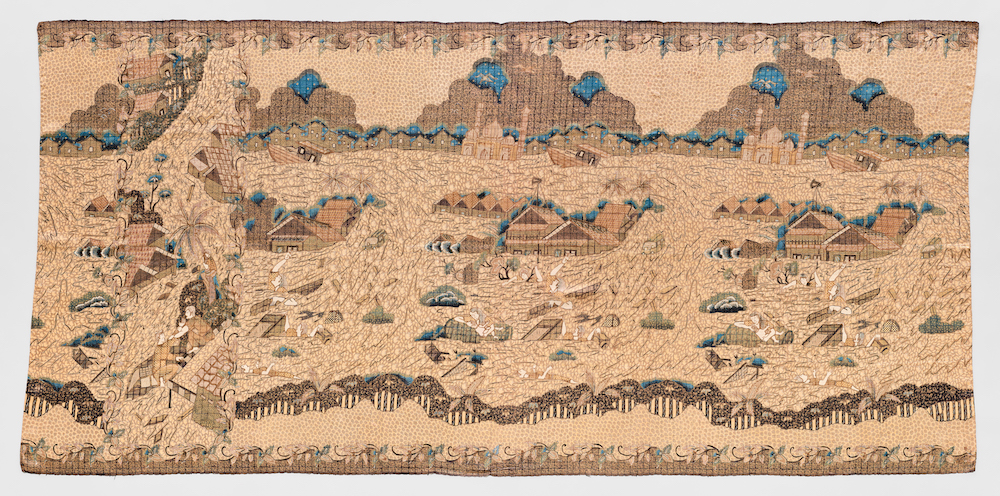 Lower Garment and shoulder cloth depicting the tsunami of 2004, 2006-2007, by Milla Sungkar (Indonesian, b1960), silk, Acquisition made possible by Mr and Mrs M Glenn Vinson, Jr, photo © Asian Art Museum