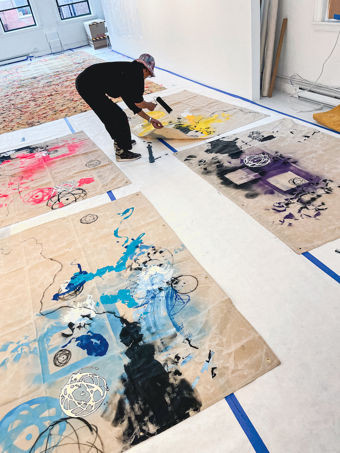 All photos FUTURA creating his TARPESTRIES on site. Image courtesy of Shilei McGurr.