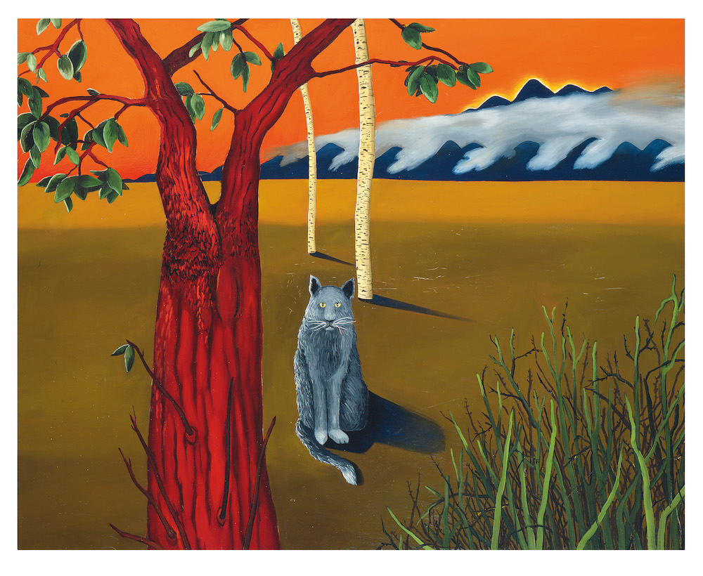 Grey Cat with Madrone and Birch Trees 1968 Enamel paint on canvas 69 3/4 x 86 3/4 in. (177.2 x 220.4 cm) Museum of Fine Arts, Boston, Paintings Special Fund