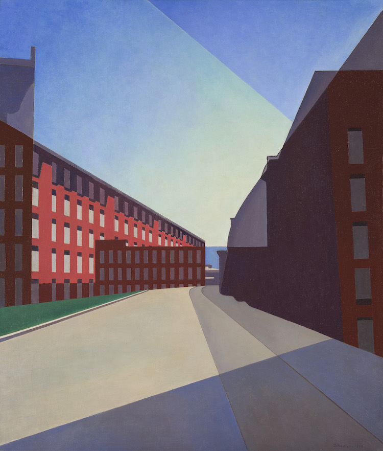 Charles Sheeler, Amoskeag Mills #2, 1948 Oil on canvas 28 1/2 x 24 in. Courtesy Crystal Bridges Museum of American Art, Bentonville, Arkansas