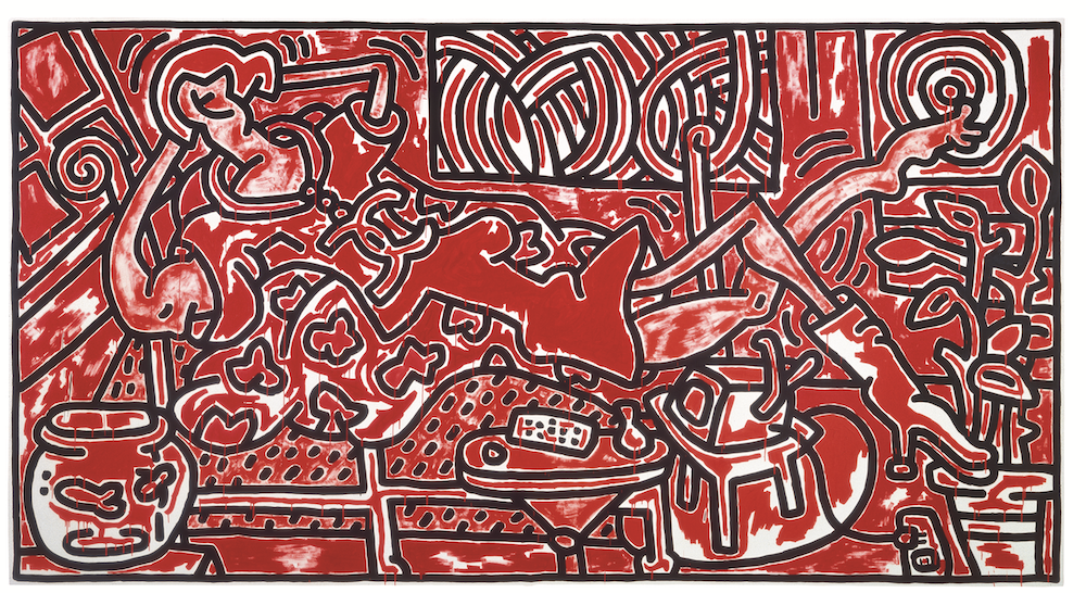 Red Room, 1988 acrylic on canvas 96 x 179 in. (243.8 x 454.7 cm) The Broad Art Foundation © Keith Haring Foundation