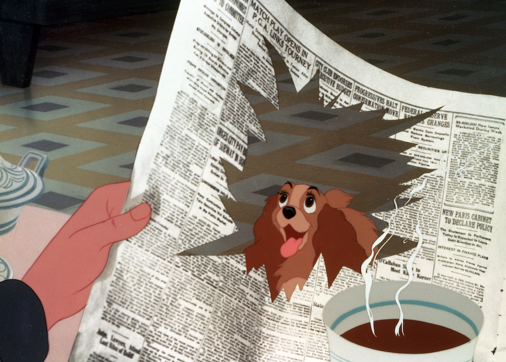 Final frame Lady in Lady and the Tramp (1955) Reproduction of original Courtesy of the Walt Disney Archives Photo Library, © 1955 Disney