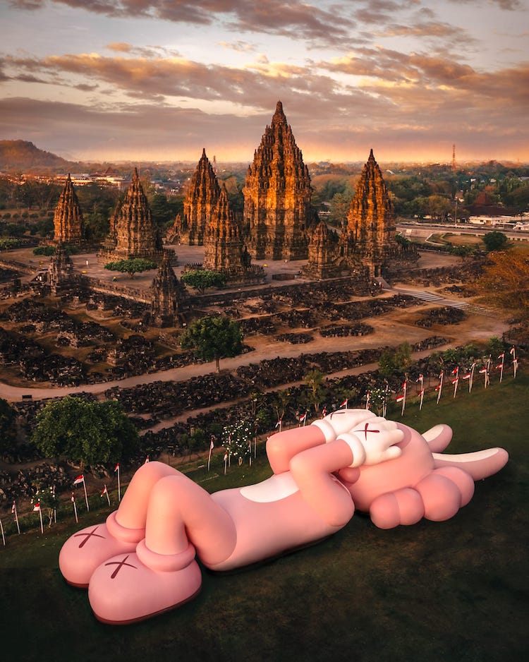 Juxtapoz Magazine - The KAWS:HOLIDAY Tour Stops in Indonesia at UNESCO  World Heritage Site (Updated with New Images)