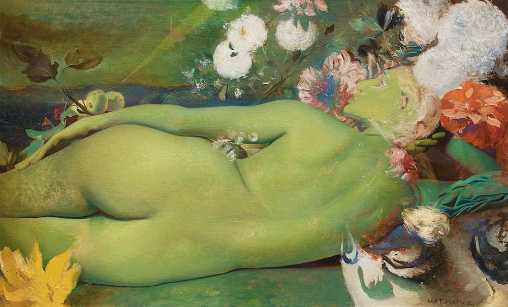 Nude With Searchlights, Oil on linen, 2022