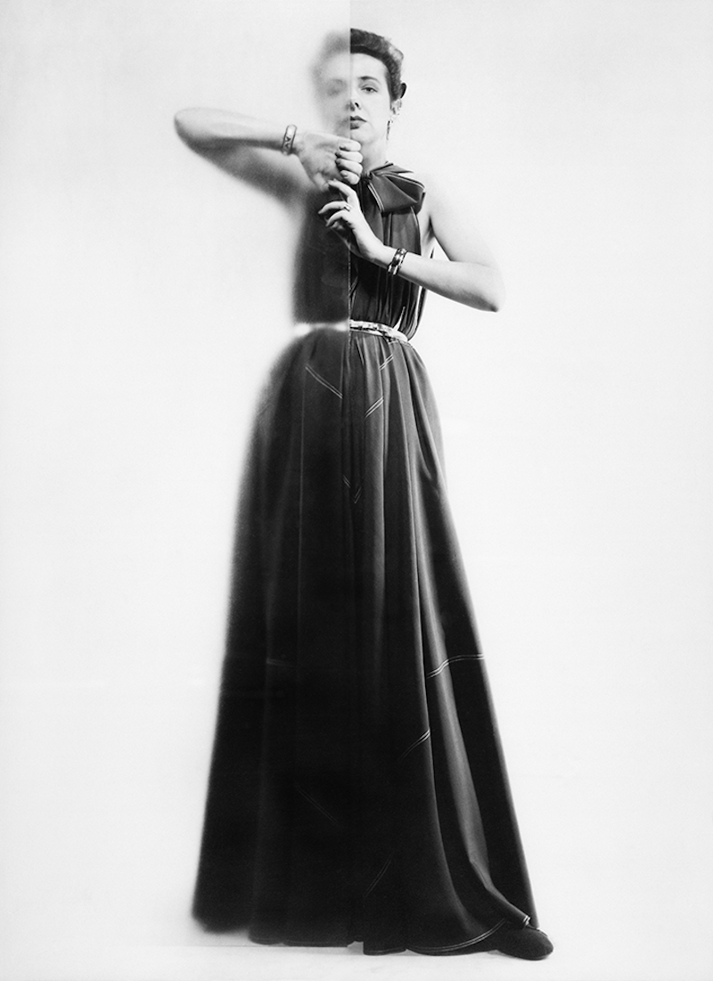 Claire McCardell wearing her “Future dress,” 1945. Photo by Erwin Blumenfeld. Image courtesy of The Metropolitan Museum of Art. Photo © The Estate of Erwin Blumenfeld 2023