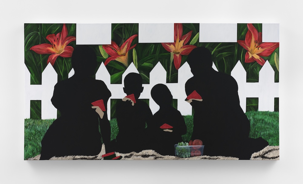 Family, 2024 Acrylic and glitter on canvas 48 x 80 inches 121.9 x 203.2 cm