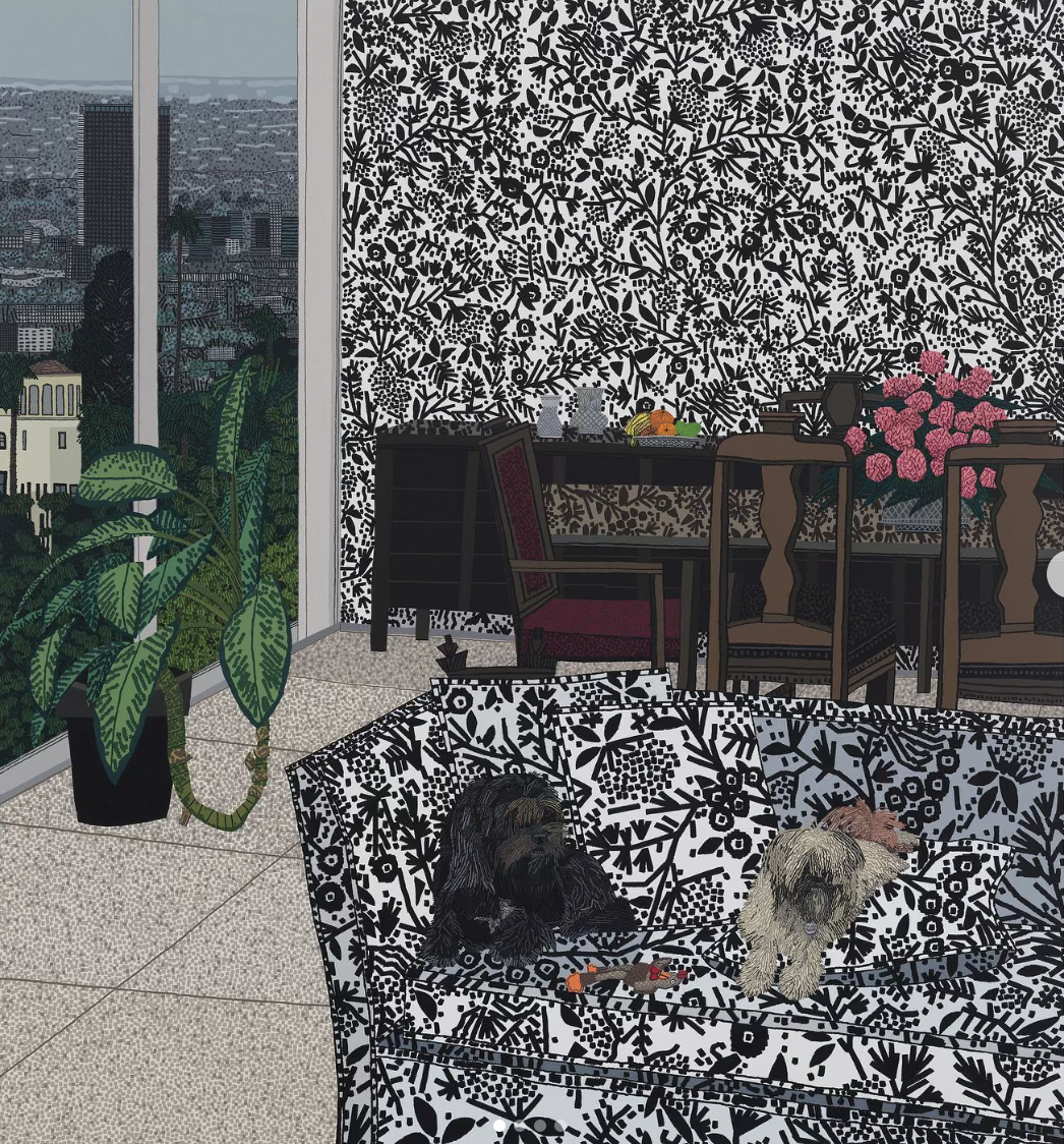 Robot and Bear, 2024 Oil and acrylic on canvas 100 x 93 inches © Jonas Wood Photo: Marten Elder Courtesy Gagosian
