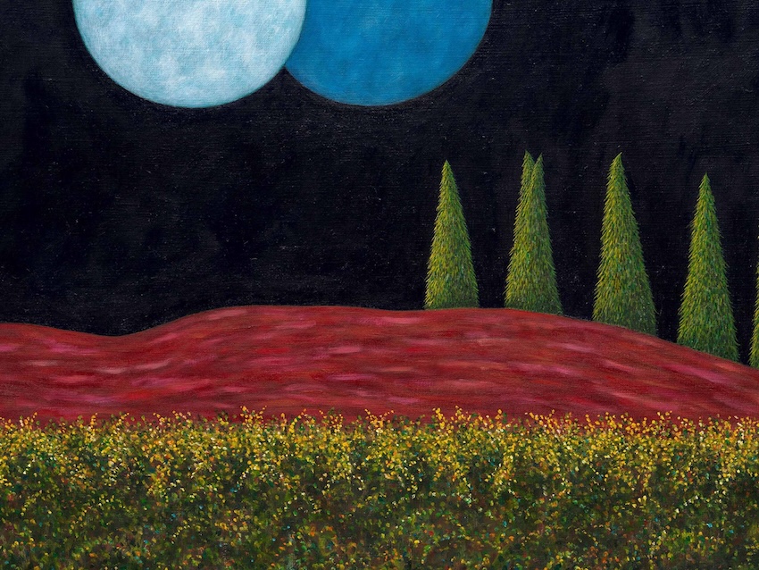Blue Moon, 2023 Oil on linen 38 1/8 x 40 1/4 inches (96.8 x 102.2 cm) (detail)