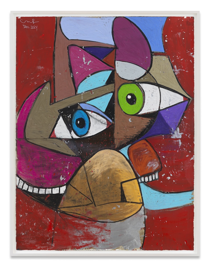 Red Spatial Figure, 2024 Pastel and acrylic on paper 200 x 151.8 cm © George Condo / ARS (Artists Rights Society), New York, 2025. Courtesy the artist and Sprüth Magers”
