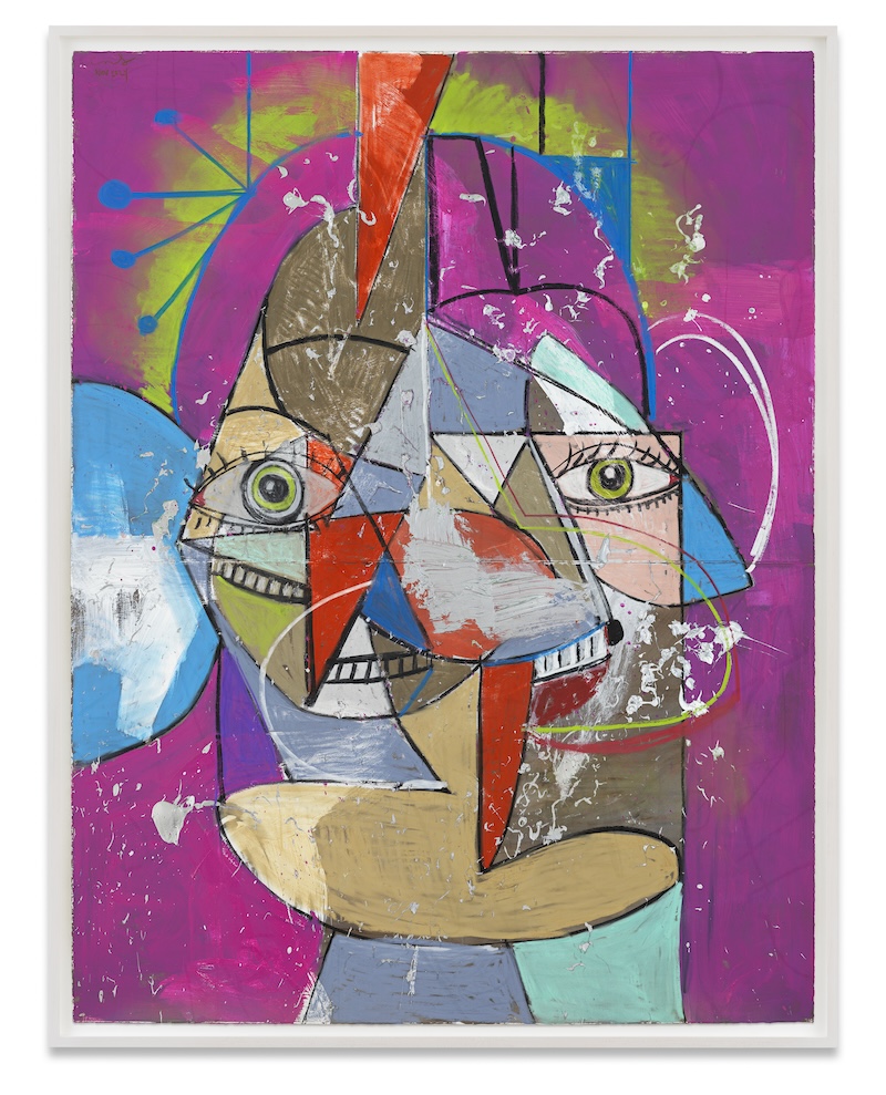 Frantic Circus Figure, 2024 Pastel and acrylic on paper 199.4 x 151.1 cm © George Condo / ARS (Artists Rights Society), New York, 2025. Courtesy the artist and Sprüth Magers”