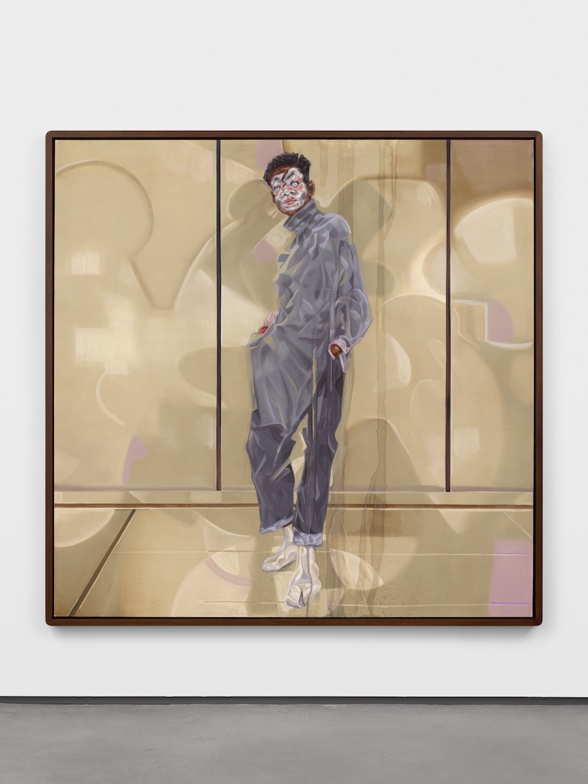 Showa Era Drag, 80 x 80 1/4 x 1 1/4 inches, Pastel and charcoal on linen, 2023