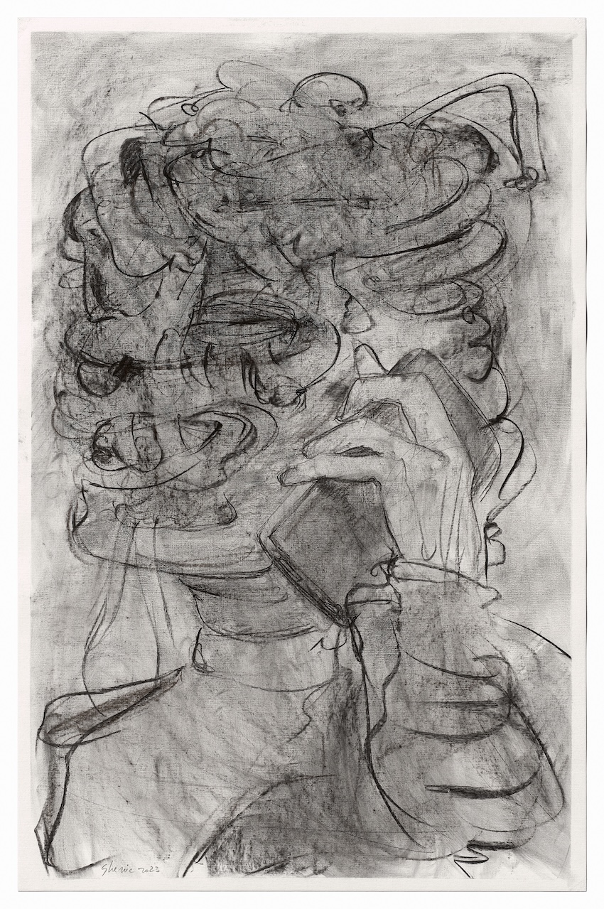 Adrian Ghenie, Study for "Impossible Body 8", 2023 WORK ON PAPER charcoal on paper,  © Adrian Ghenie, courtesy Pace Gallery