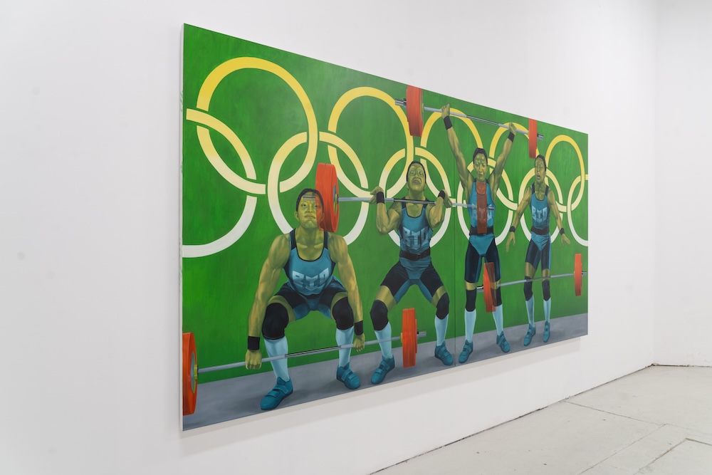 Weightlift Cycle (Biopower), 2025 Diptych, Oil on canvas 72 x 72 in (each panel) // all photos are courtesy the artist and Micki Meng