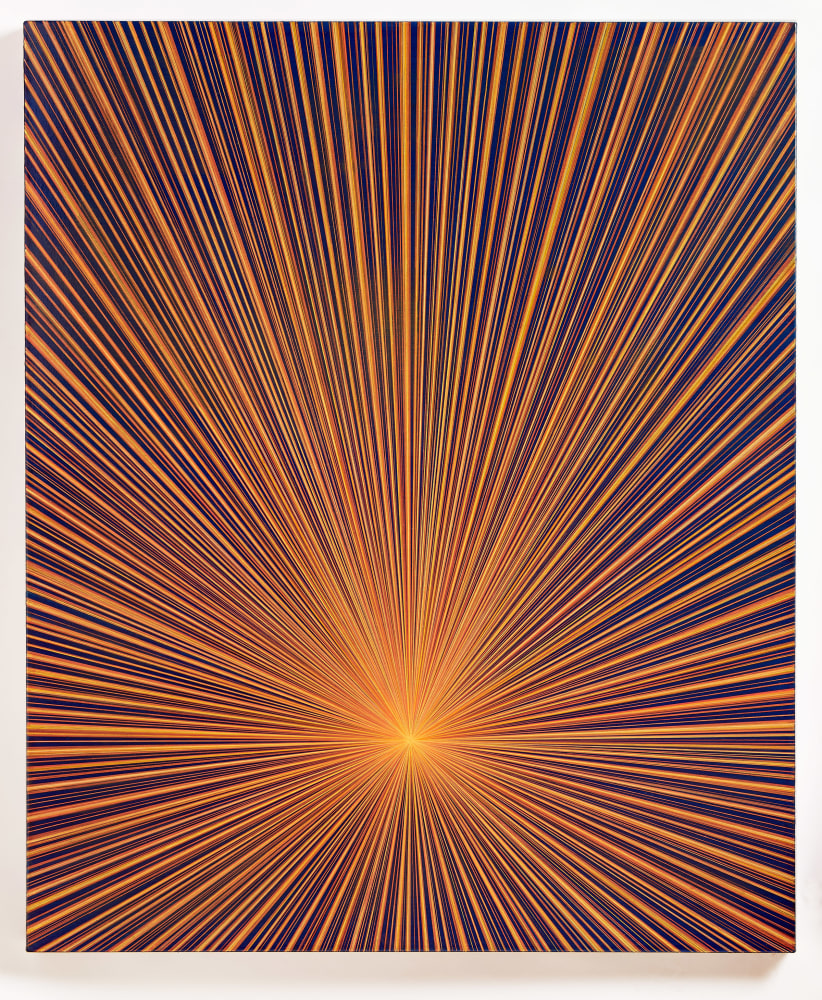 Untitled (Yellow-Orange Rays on Blue), 2024 acrylic on canvas 48 x 40 ins. 121.9 x 101.6 cm