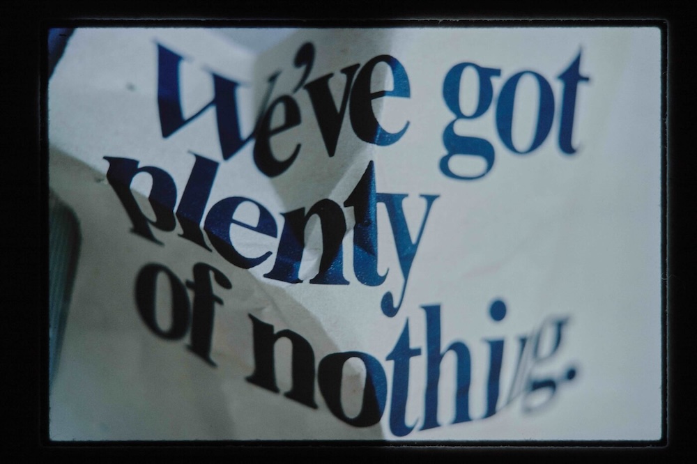 Distorted ad, source material, 1967, 35 mm slide, Corita Slide Collection, Corita Art Center, corita.org