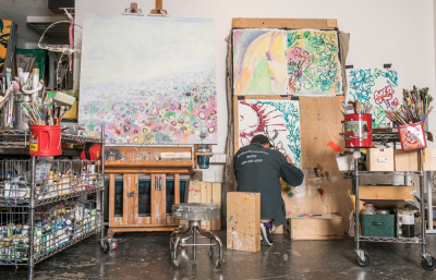 Sage Vaughn Creates Installation @ the RVCA Headquarters in Costa Mesa with Guest La Rosa