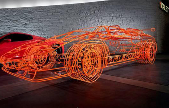Benedict Radcliffe's New Wire-Frame Lamborghini Installation at the Palms Casino Resort in Vegas