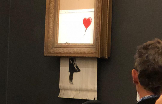 Banksy Canvas Shredded @ Sotheby's Auction in London