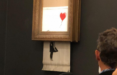 Banksy Canvas Shredded @ Sotheby's Auction in London image