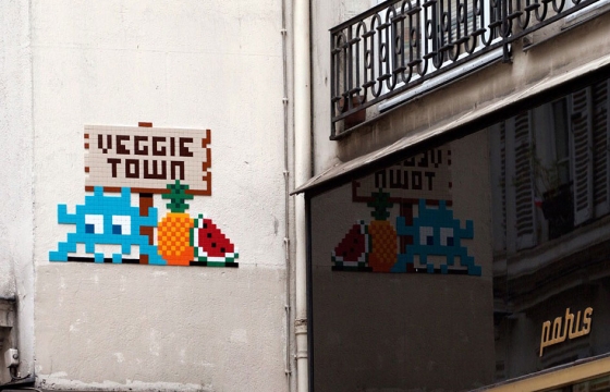 Invader Invades Paris' Veggietown