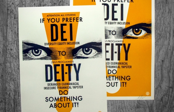 Shepard Fairey Drops New 2 Colorway "DEI-TY" Screenprint