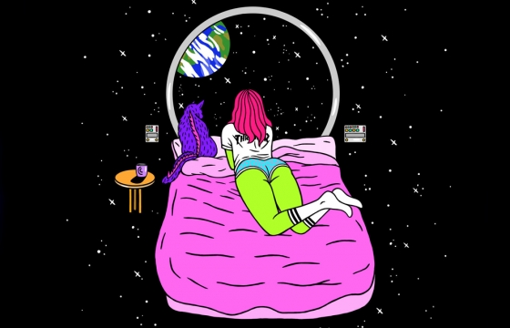 Robin Eisenberg アートプリント ポスター alien girl under full buck moon art print by robin eisenberg