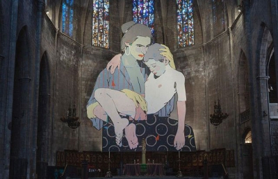 ARYZ Adorns Gothic Santa Maria del Pi Church in Barcelona with Massive Sculpture