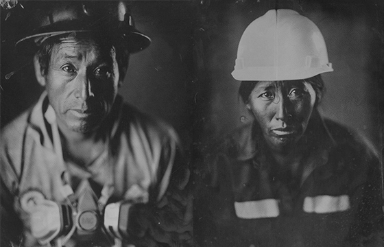 Photographing Miners With Mining Materials